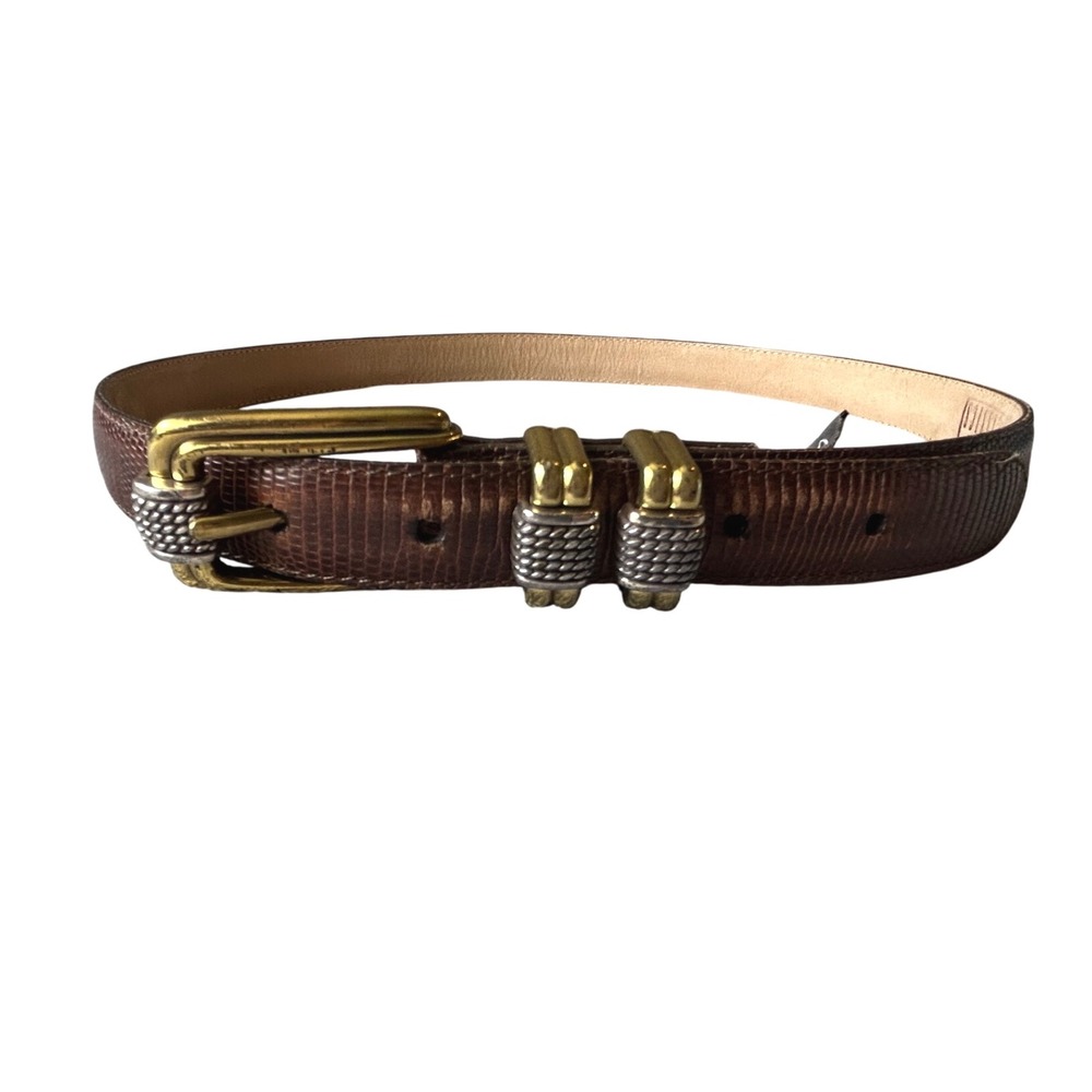 Brighton Brown Lizard Gold & Silver Belt Western‎ Designer Women's Size 32